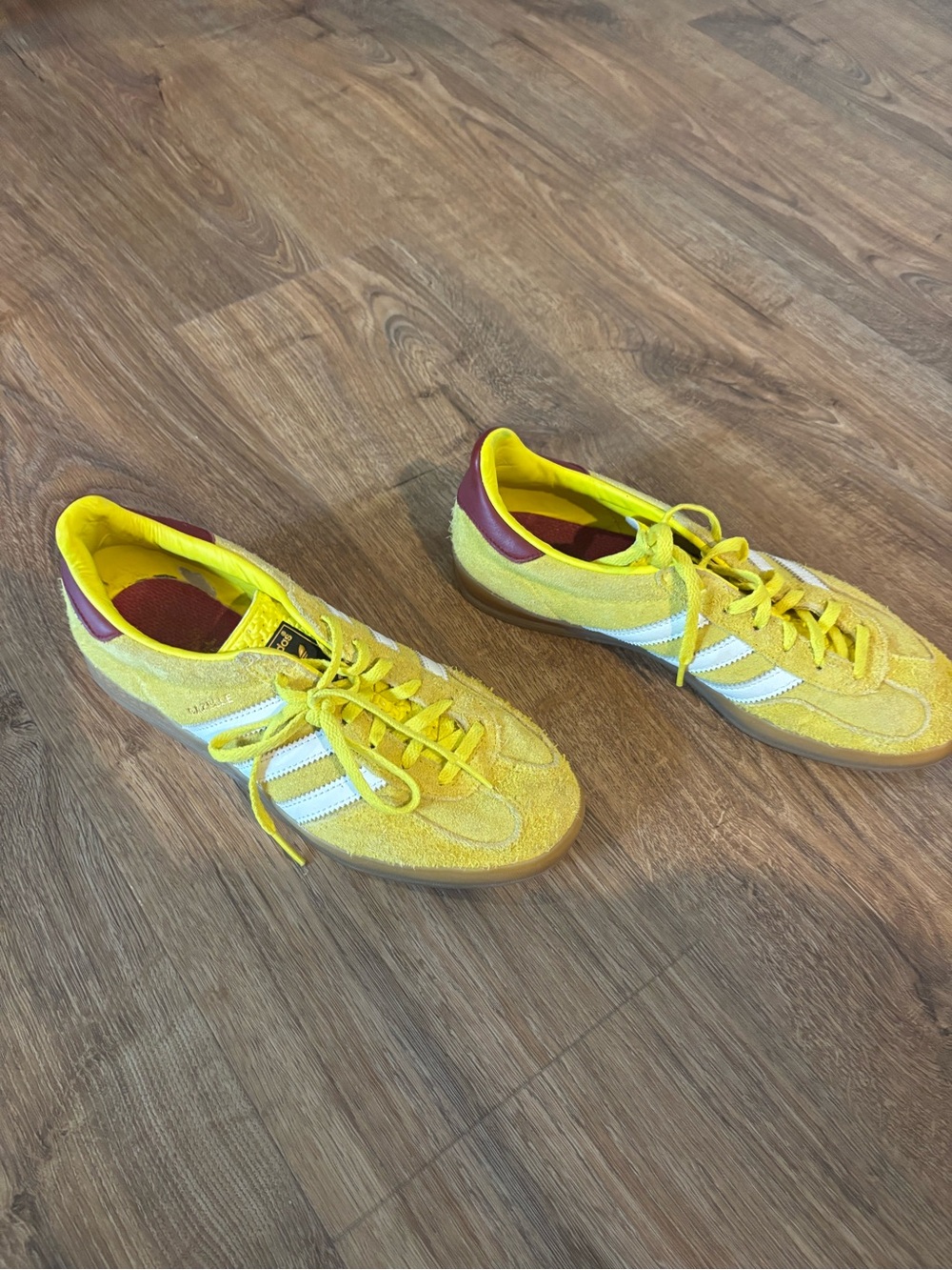 adidas Yellow Suede Low-Top Sneakers with White Stripes